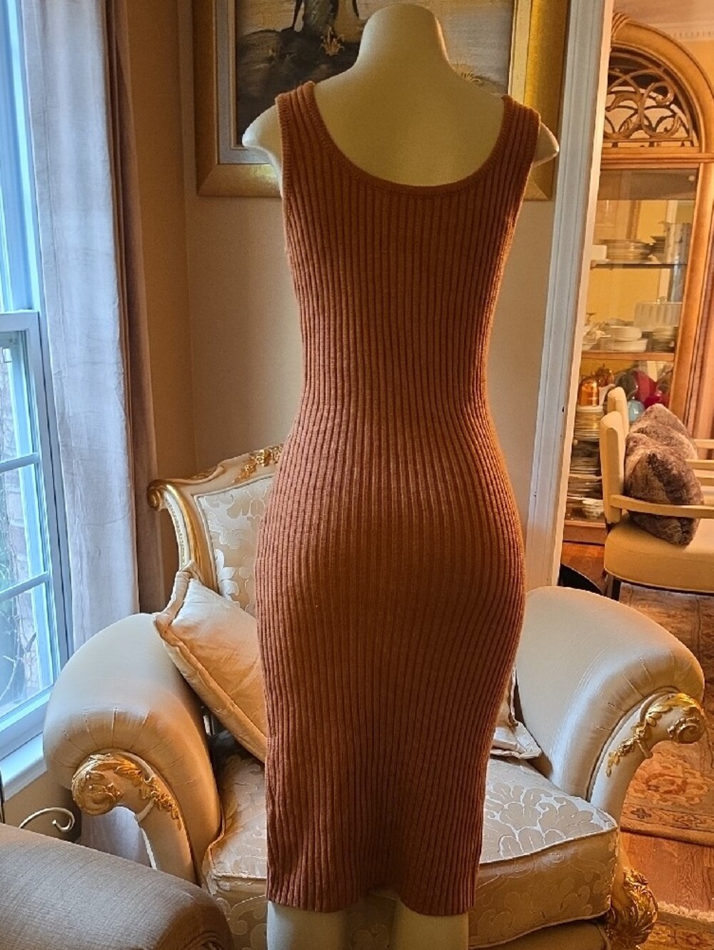Hera Collection Ribbed Tank Midi Dress in Rust - Picture 2 of 2